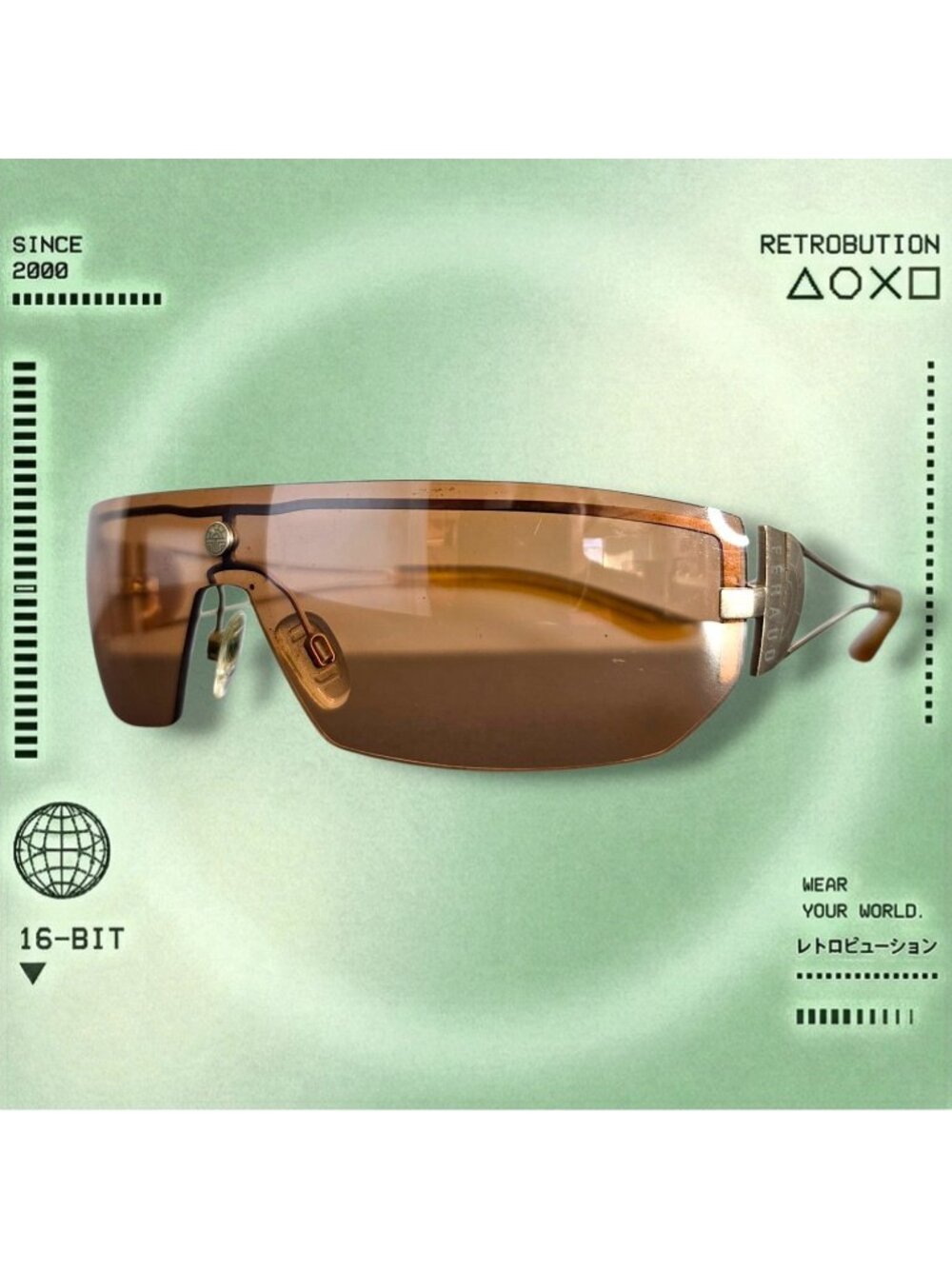 Y2k Louis Feraud Shield Wrap Sunglasses Brown